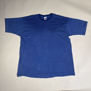 Vintage 90s Fruit of the Loom Striped Tee XXL Grunge USA Single Stitch
